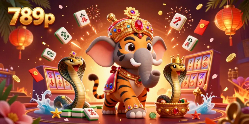 Engage in 789p gambling with a vibrant, lively scene featuring a maharaja tiger and gaming elements.