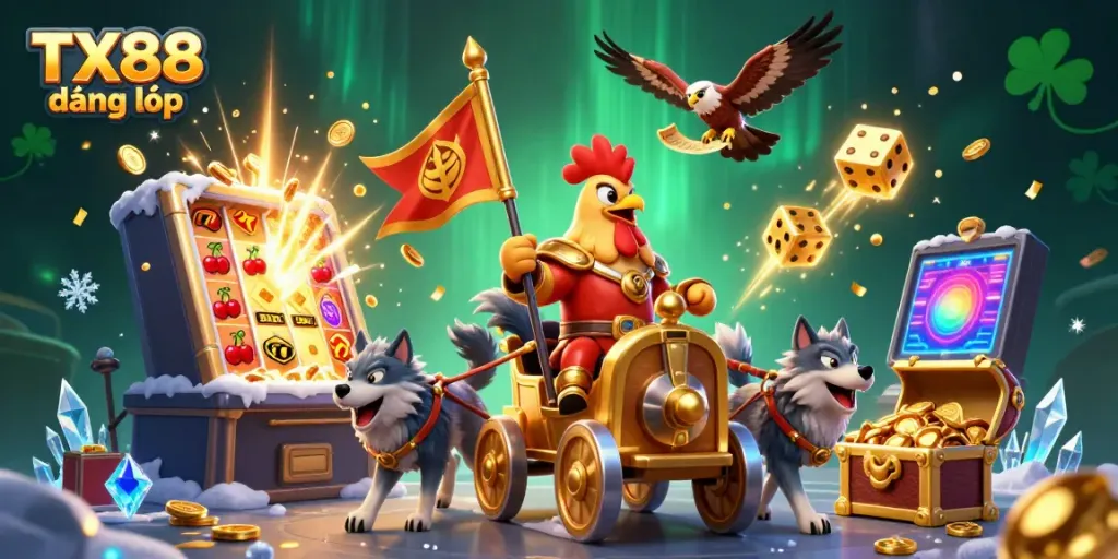 Engage in exciting action with TX88 đăng nhập as a rooster warlord guides you to big wins in this vibrant casino scene.