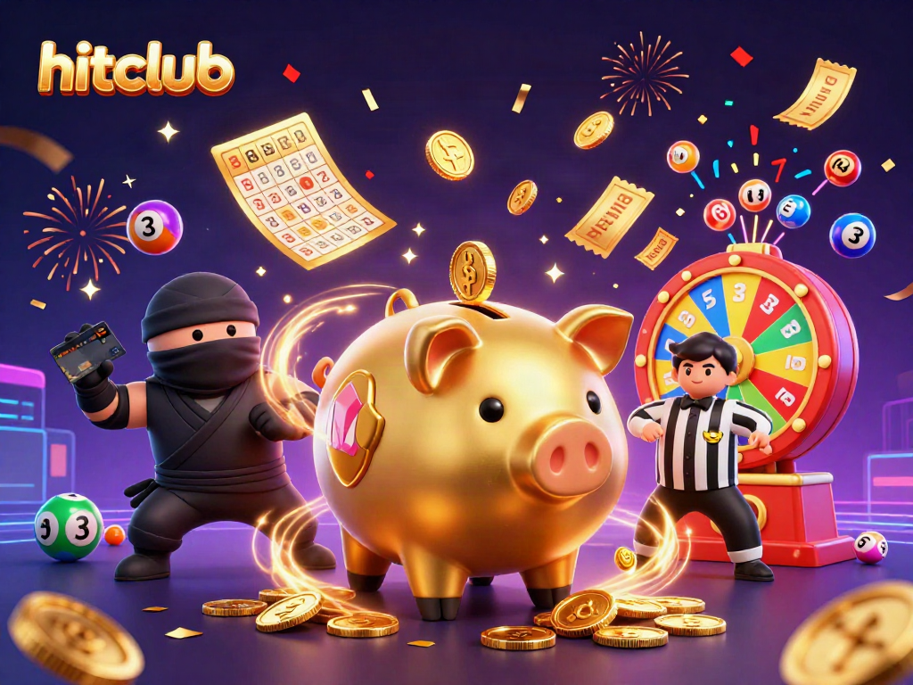 hitclub's festive 3D scene featuring a sumo wrestler and ninja in a vibrant casino showdown