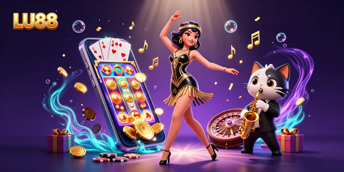 LU88 captivates players with vibrant slot games amidst a dazzling 3D casino scene.