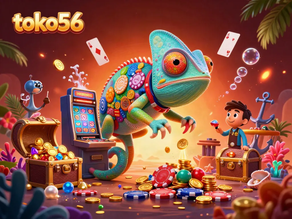 Toko56 mempersembahkan alat permainan slot menarik dengan modal kecil dan hasil maksimal, disertai ilustrasi warna-warni.