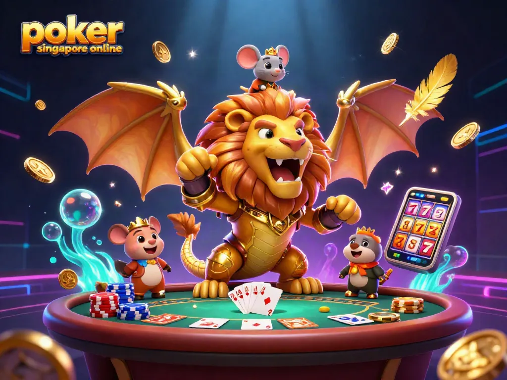 Engage in exciting poker singapore online with colorful poker chips and cards amidst golden coins.