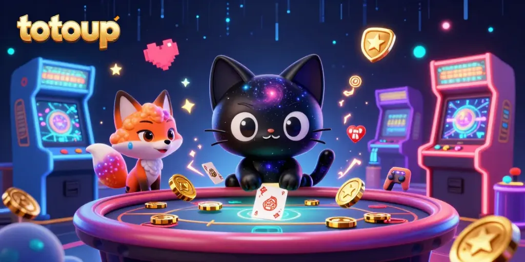Experience thrilling gameplay with totoup's vibrant cosmic casino illustration featuring a black hole cat.