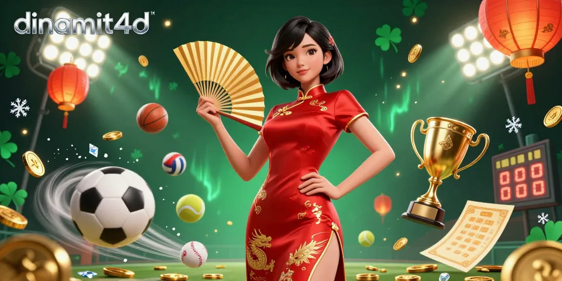 Bet on dinamit4d with a confident Asian gamer, golden trophies, and dynamic sports elements.
