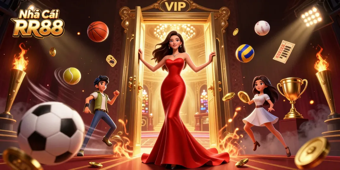 Engage with Nhà Cái RR88 in a high-energy casino scene showcasing sports betting elements