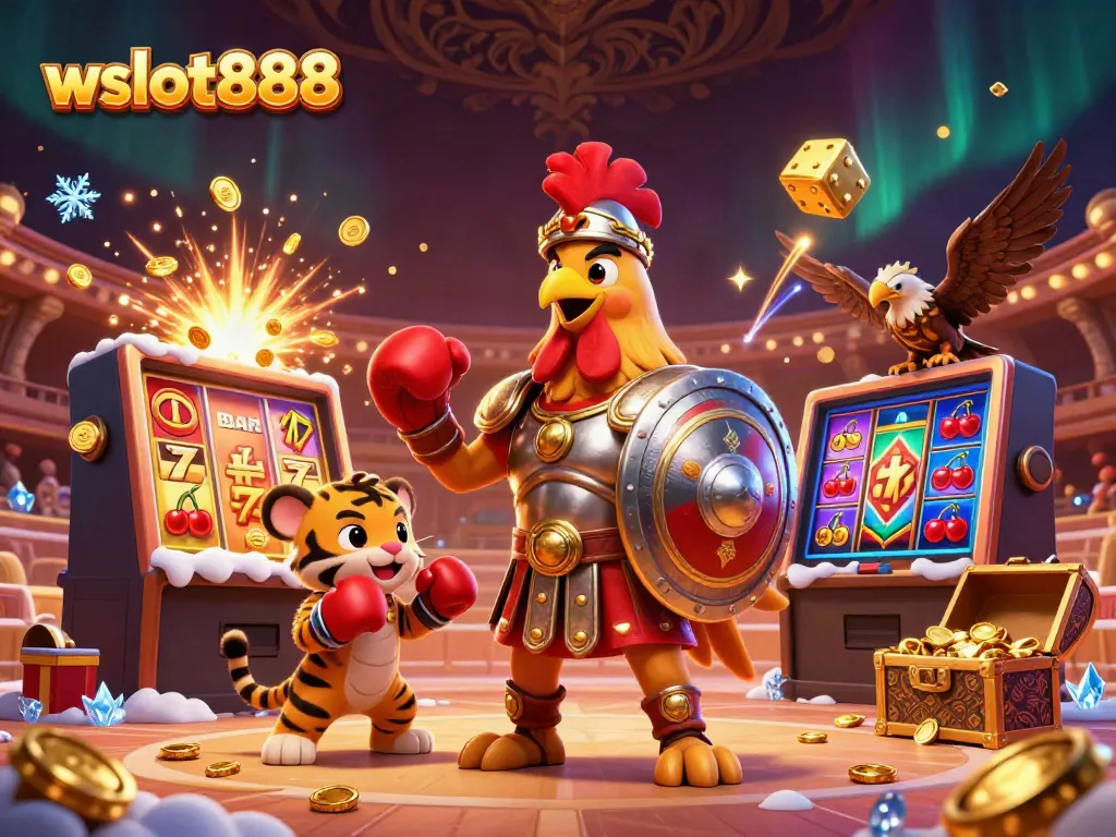 Slot jackpot wslot888 dengan ayam jantan dan harimau, suasana mengesankan di arena