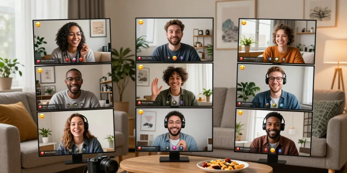 Engaging virtual chat among friends with شات تعب قلبي in a cozy home setting, showcasing emotions and interactions.