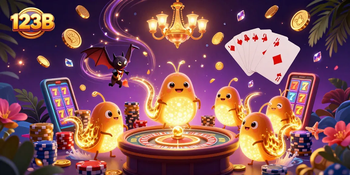 Experience the excitement of 123B with a vibrant 3D casino illustration showcasing dynamic game elements.
