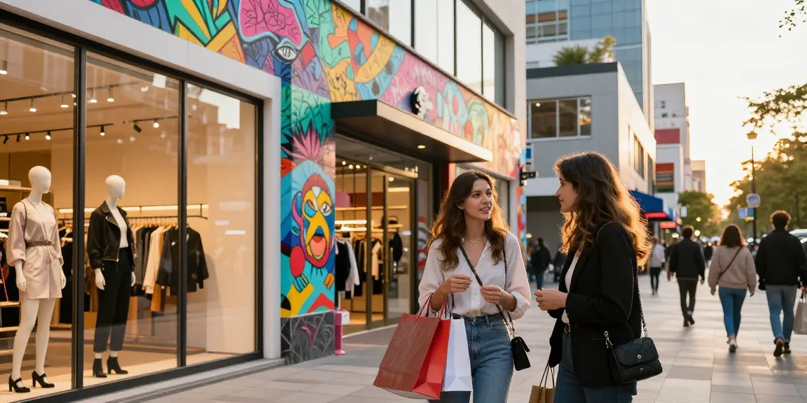Shopping at a 레플리카 쇼핑몰, showcasing trendy fashion and vibrant city lifestyle.