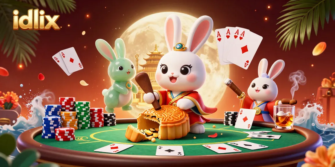 Spin jackpots with idlix while the cartoon moon rabbit reveals hidden poker chips.