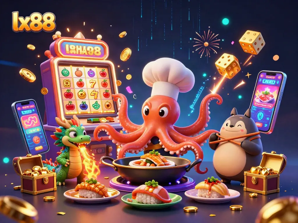 Engage and win with lx88 at an electric online casino, featuring vivid characters and jackpot excitement.