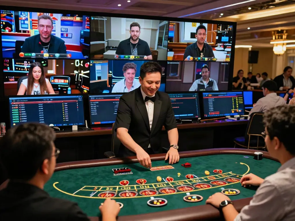 MAFIA88 dalam suasana bermain casino online langsung dengan dealer profesional dan pemain yang berinteraksi.