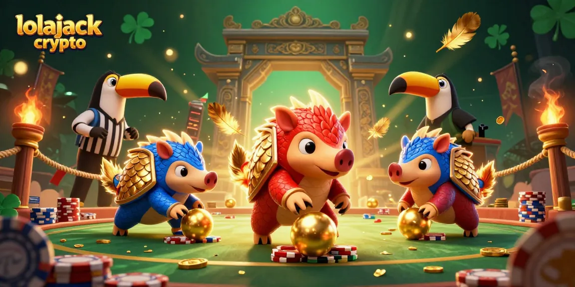 Experience the excitement of lolajack crypto with rival pangolins in an exhilarating casino scene.