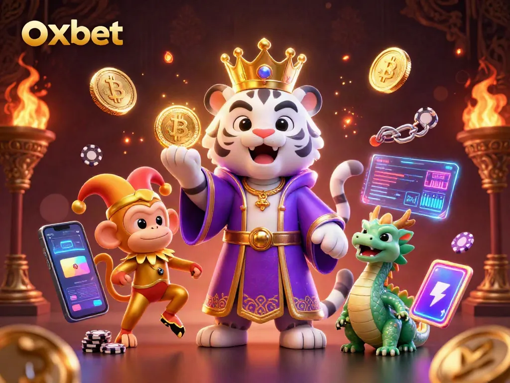 Experience exciting gaming with Oxbet's colorful characters and vibrant casino elements.
