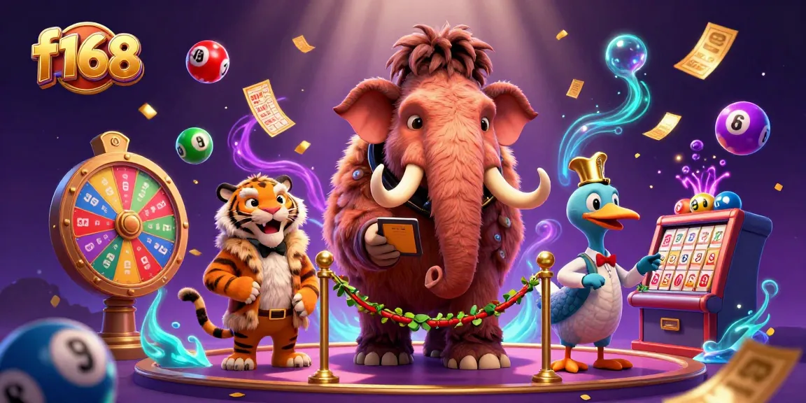 Experience thrilling games at F168 with colorful lottery balls and vibrant casino life.