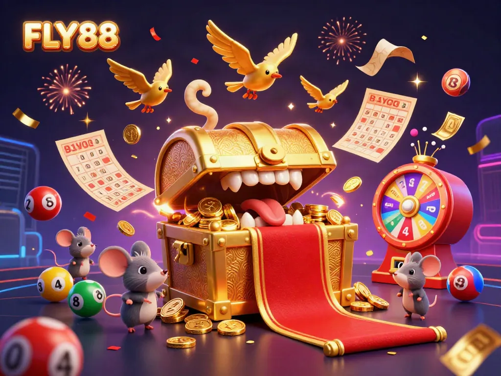 FLY88 attracts players with a vibrant casino scene filled with excitement and game elements.