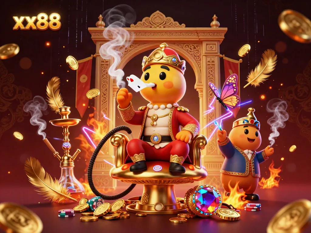 Experience the excitement of xx88 with vibrant casino-themed illustration featuring unique characters and rich details.