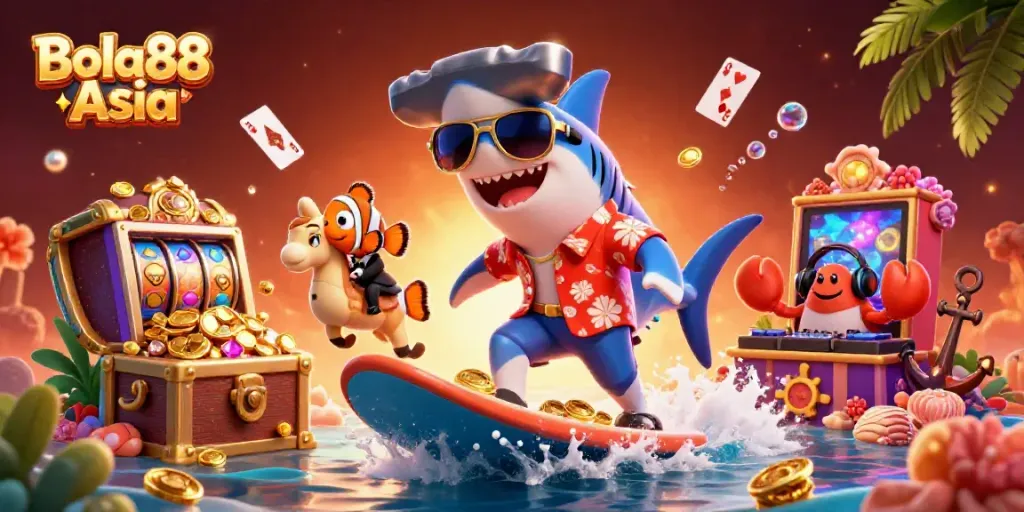 Engage with Bola88 Asia's vibrant casino world featuring characters and dynamic gaming elements.