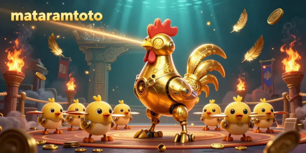 Engage with the thrilling mataramtoto gaming experience, featuring dynamic golden rooster robot action.