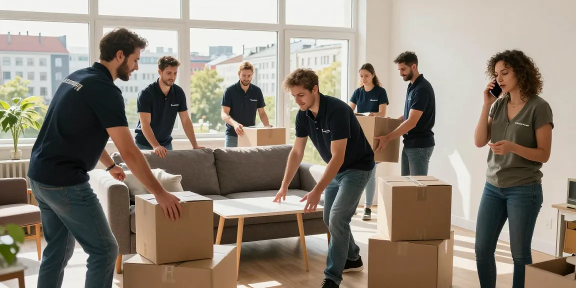 Efficient Wohnungsentrümpelung Berlin service with professionals removing furniture in urban setting.