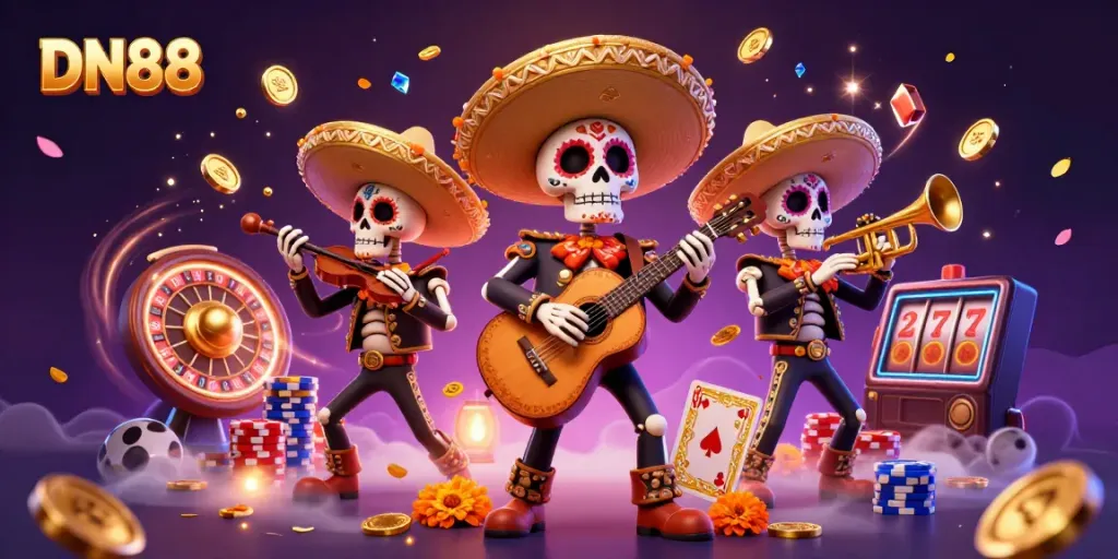 Engage in exciting games at DN88 with vibrant characters and dynamic casino elements.