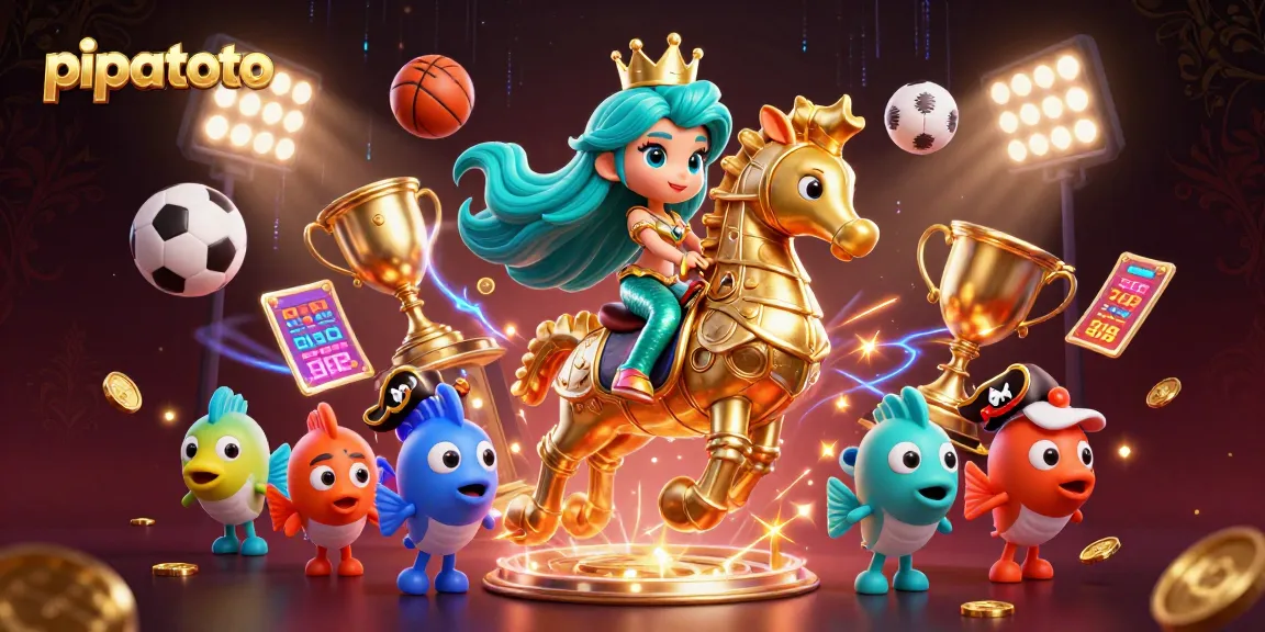 Experience the excitement with pipatoto's vibrant casino-themed illustration featuring a mermaid princess and giant seahorse.
