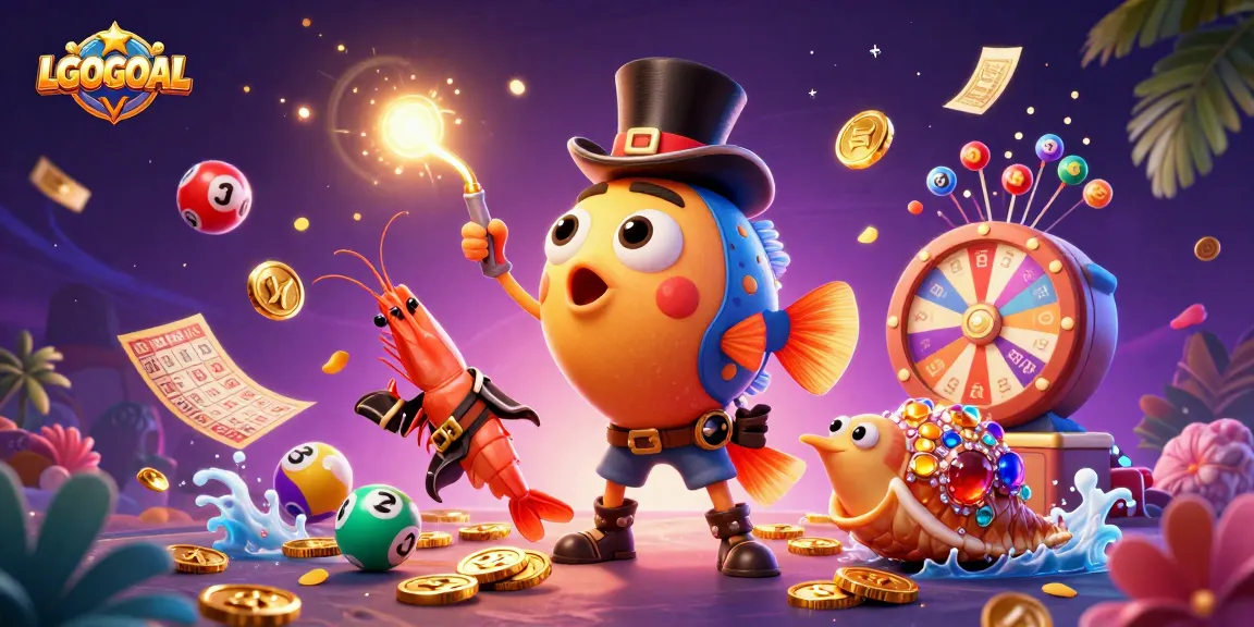 Join the thrilling adventure with LGOGOAL as the anglerfish lures coins amidst a vibrant casino scene.