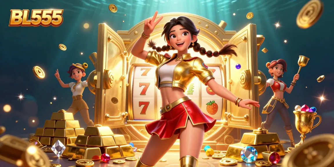 Experience winning moments with BL555's interactive slots in an engaging casino scene.