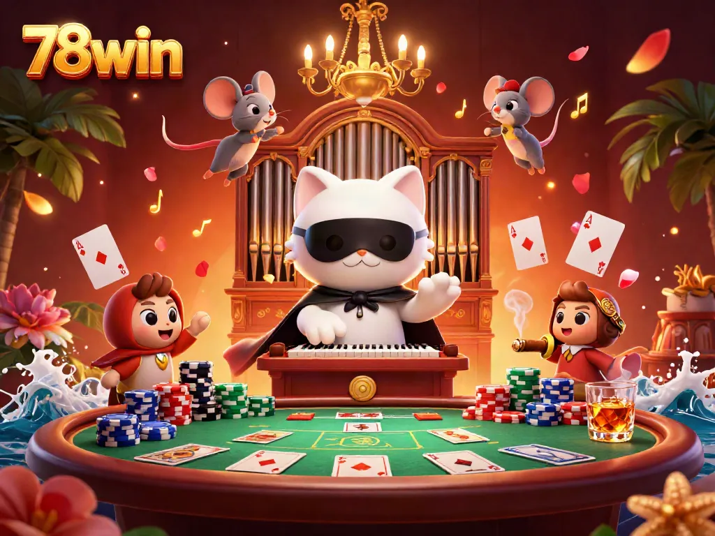 Experience the excitement of 78win with vibrant casino elements and enchanting characters.
