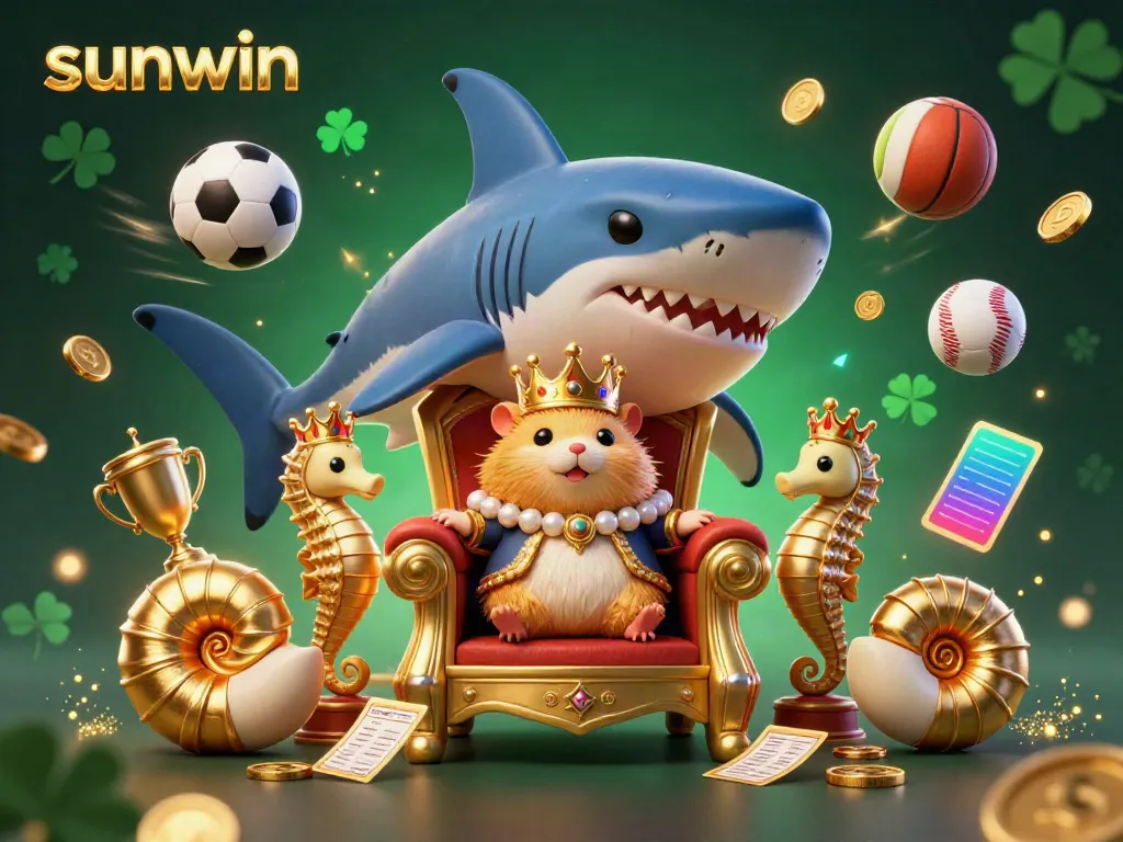 Experience sunwin's exciting casino ambiance with a golden hamster king and dynamic sports elements.