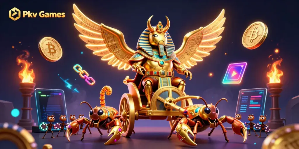 Experience excitement with Pkv Games as a colossal scarab beetle and scorpions lead the action.