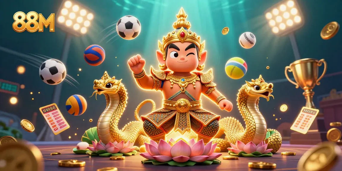 Immerse yourself in the vibrant world of 88M, where winners celebrate among dynamic sports and casino elements.
