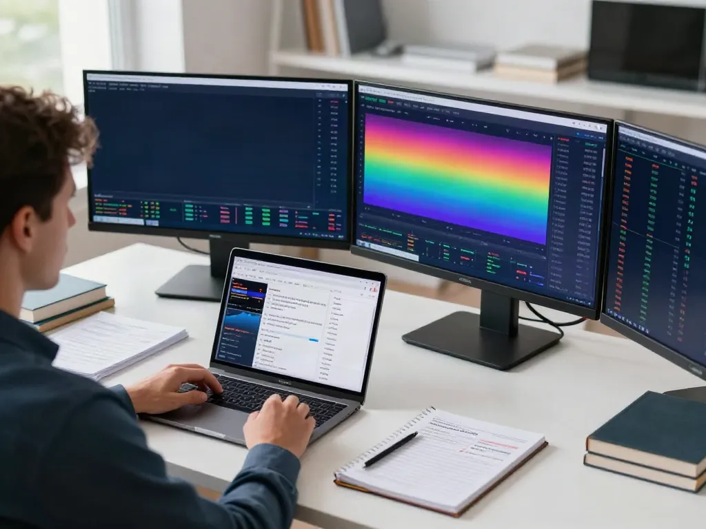 Trader using TradingView官网 for market analysis in a modern workspace