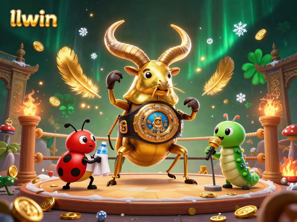 Engage with the exciting llwin casino scene featuring a giant beetle in a championship belt amidst dynamic betting elements.