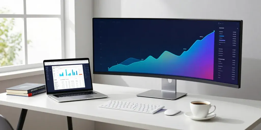 Personal Finance Club Calculator displayed on a modern tech setup with software tools for budgeting and wealth projections.