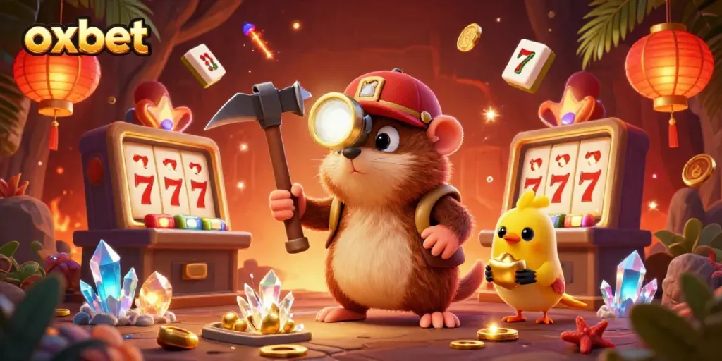 Experience thrilling gameplay at oxbet with our vibrant fantasy casino scene filled with treasures and gaming symbols.