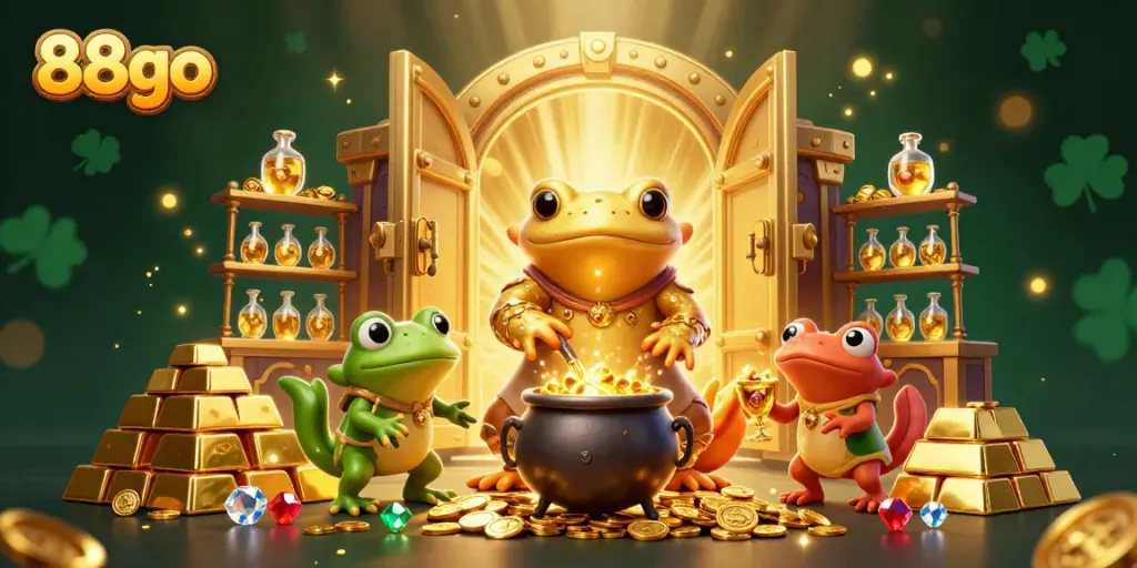 Experience the magic of 88go with an alchemist transforming gold in a vibrant casino scene.