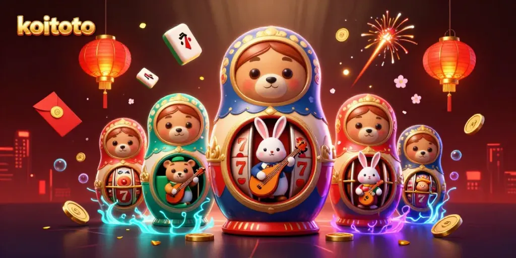 Koitoto brings excitement to players with 3D casino characters and dynamic gaming elements in an engaging scene.