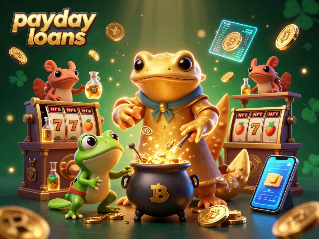 Engage with payday loans strategy amidst vibrant casino elements in a magical scene.