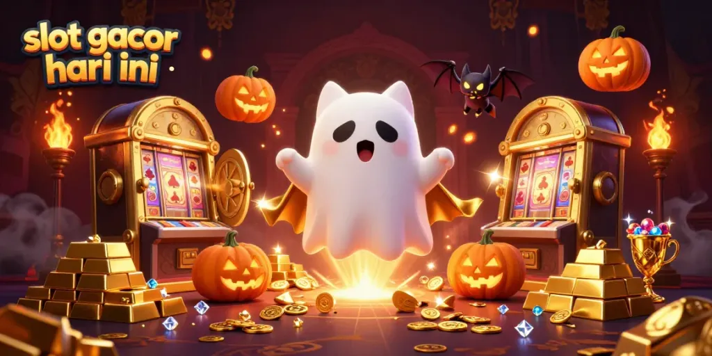 Experience thrilling wins in the vibrant scene of slot gacor hari ini with playful ghostly characters.