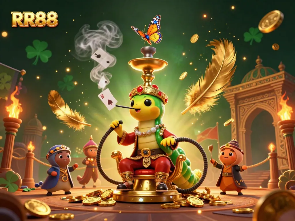 Experience thrilling gaming at RR88 with a vibrant 3D illustration featuring unique casino elements.