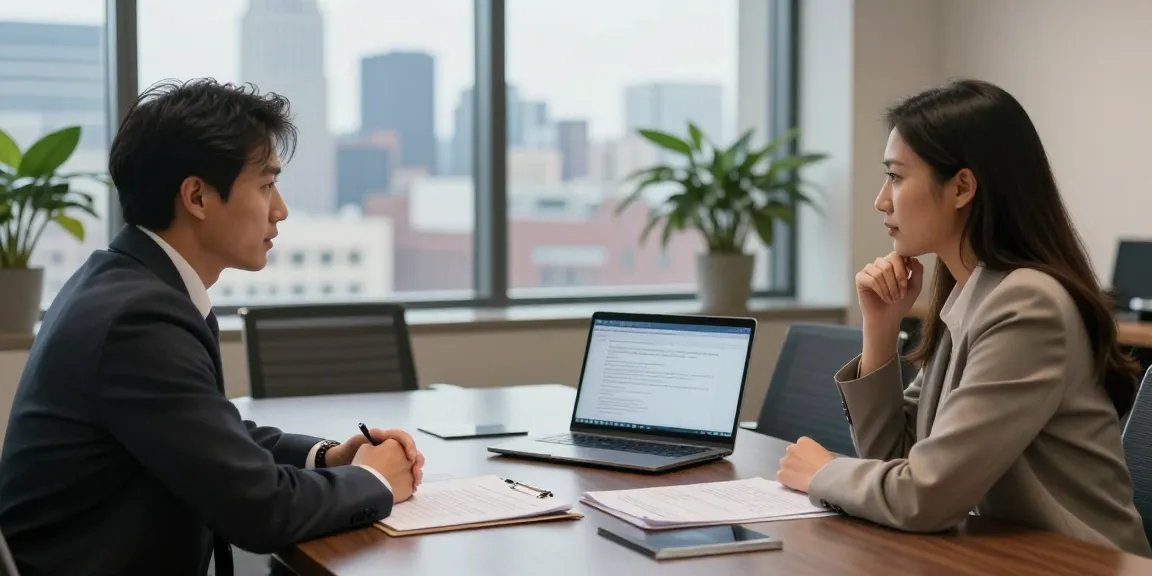 Philadelphia Employment Lawyer consulting with a client in a modern office setting.