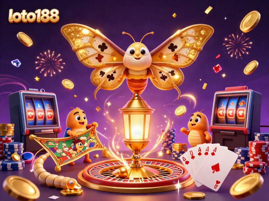 Experience the thrill of gambling with loto188 in this vibrant 3D casino scene featuring captivating elements.