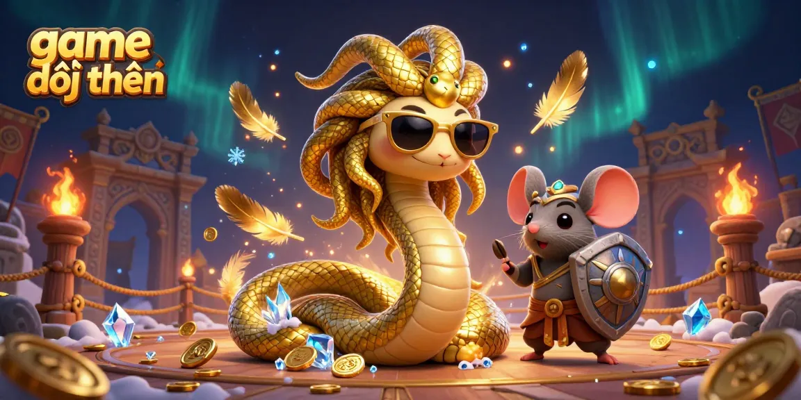 Engage in exciting game đổi thưởng with Medusa and a warrior mouse in a vibrant casino scene.