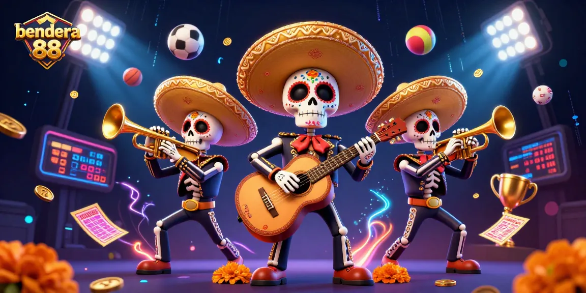 Menangkan dengan bendera 88 sambil menikmati suasana kasino dengan band mariachi dan elemen olahraga.