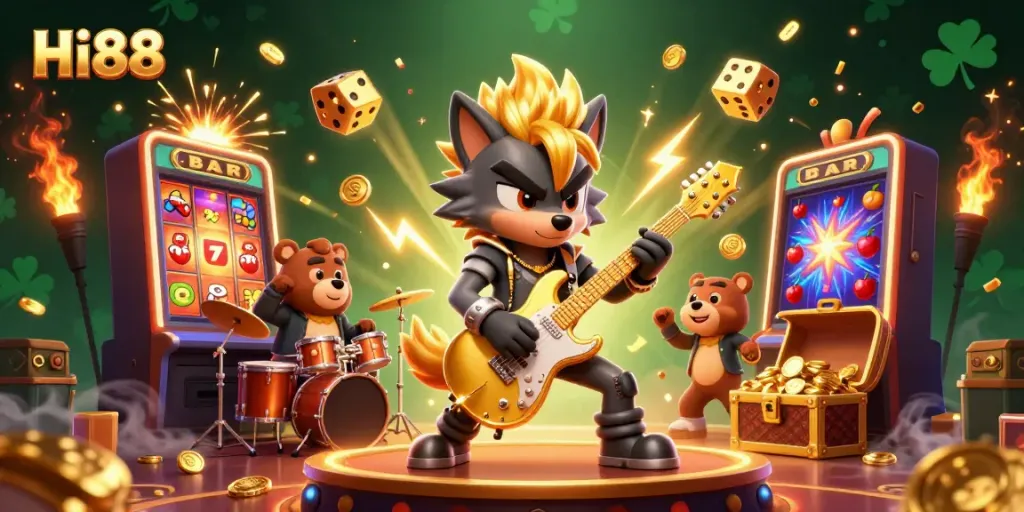 Experience the excitement of Hi88 with vibrant casino action featuring dynamic characters and gaming elements.