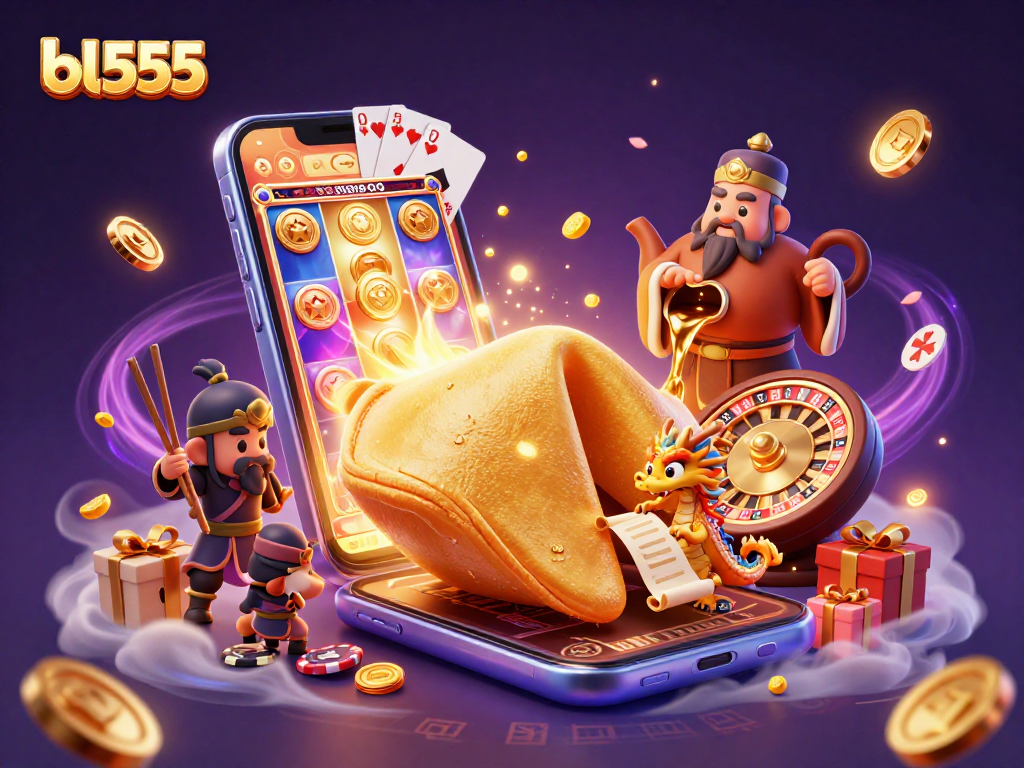 Spin the reels of fortune with bl555 in this vibrant 3D casino scene full of excitement.