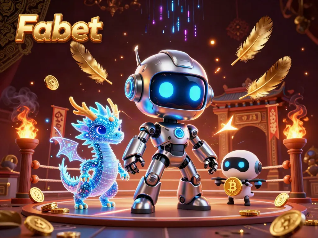 Engage with Fabet’s thrilling casino adventure featuring a futuristic robot mascot and a holographic companion.