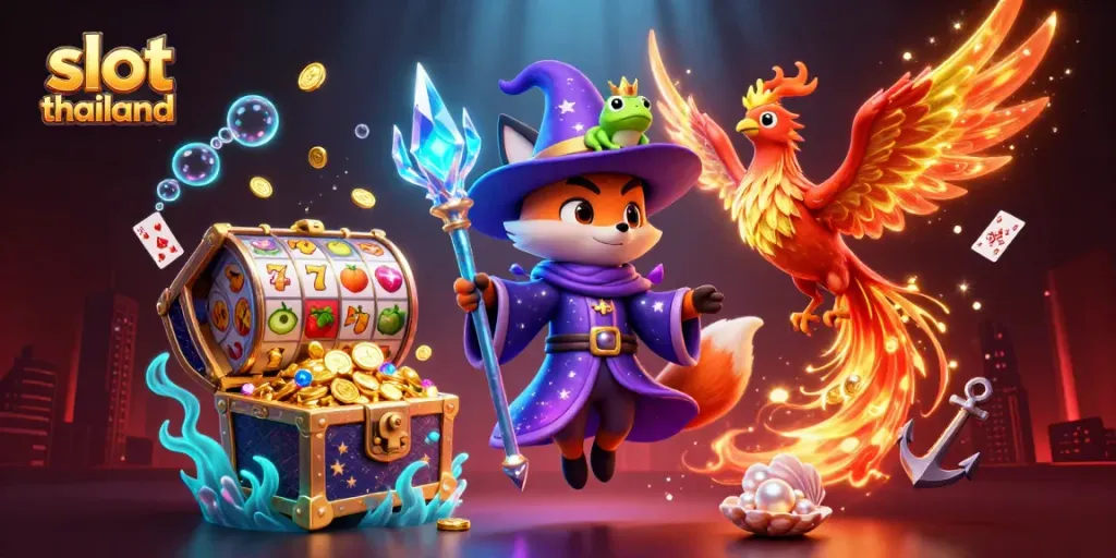 Experience thrilling slot thailand action with mystical characters, vibrant treasures, and dazzling casino elements.