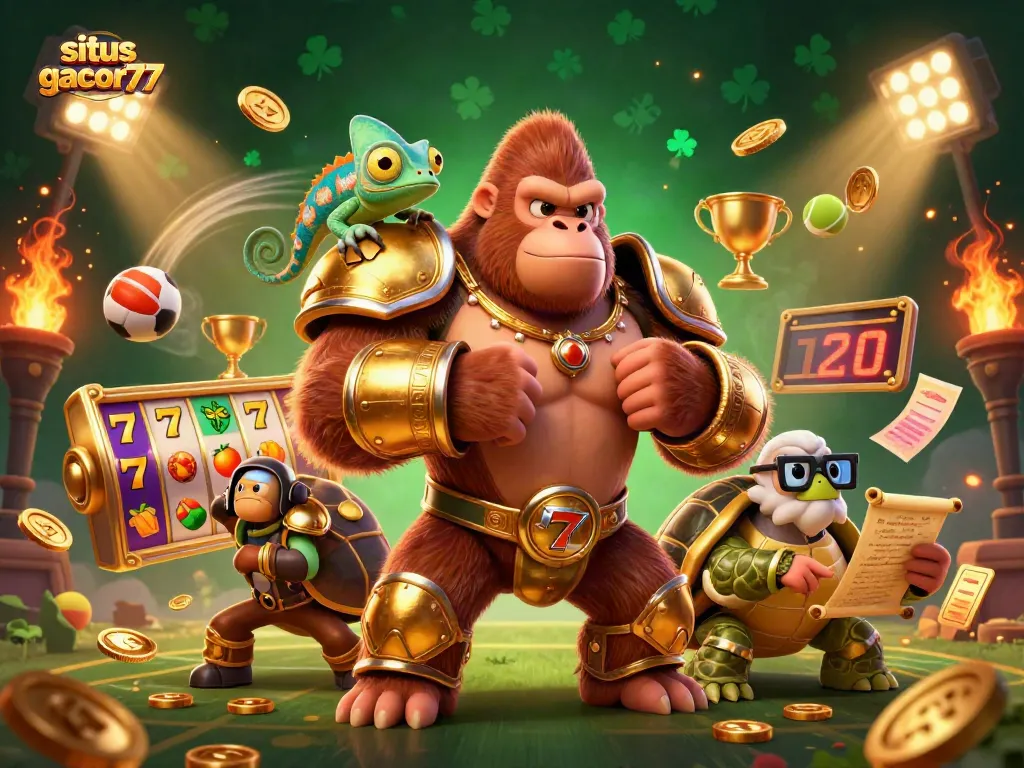 Situs gacor77 hadir dengan ilustrasi kasino 3D menakjubkan yang menampilkan karakter dan elemen permainan.